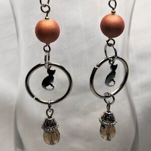 No. 403 - Handmade earrings with Tibetan silver cat charms